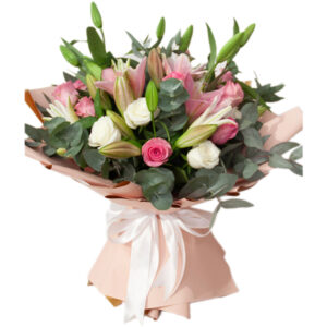 Blushing Harmony Lily & Rose Bouquet