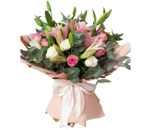 Blushing Harmony Lily & Rose Bouquet