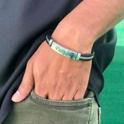 Custom Leather Name Bracelet for Men1