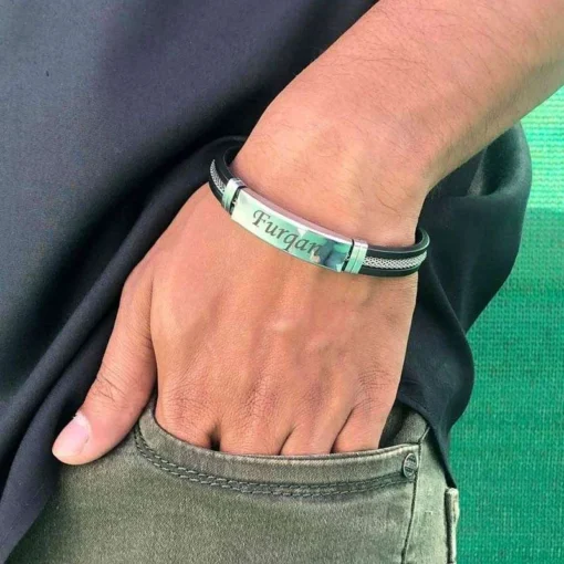Custom Leather Name Bracelet for Men1
