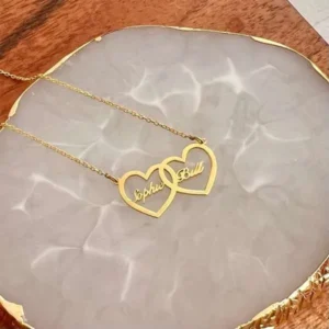 Double Heart Name Necklace3