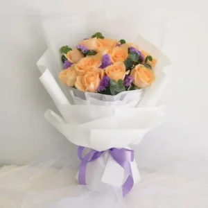 Elegant Peach & Purple Rose Bouquet