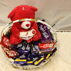 Lovable Teddy & Chocolate Gift Basket1