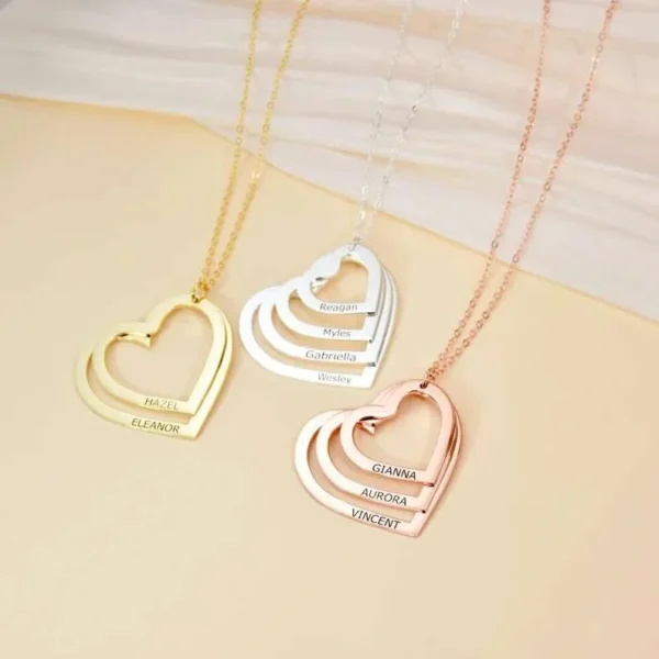 Multiple Layer Heart Name Necklace