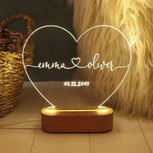 Personalized Heart-Shaped LED Acrylic Lamp1