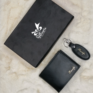 Personalized Leather Wallet & Keychain Gift Set