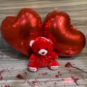 Red Teddy & Heart Balloon Surprise Set