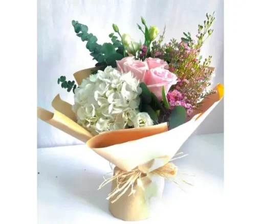 Rustic Grace Hydrangea & Rose Bouquet