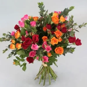 Sunset Bliss Mixed Roses Bouquet