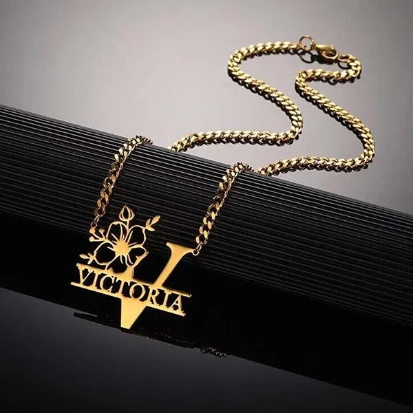 Big First Letter Name Necklace - Image 3