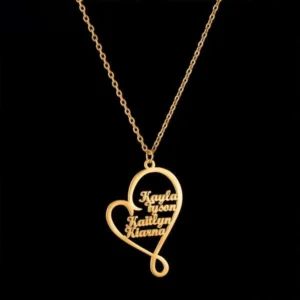 Custom Names Necklace with Heart
