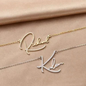 Alternative view of Diamond Signature Name Necklace