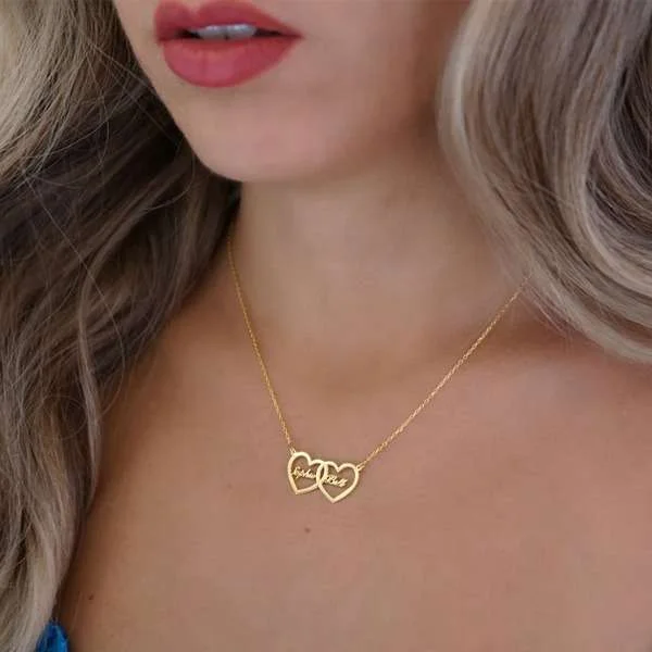Double Heart Name Necklace - Image 2