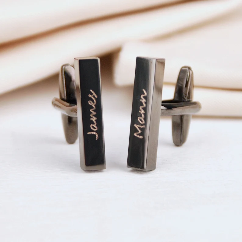 Personalized Engraved Bar Cufflinks - Image 3