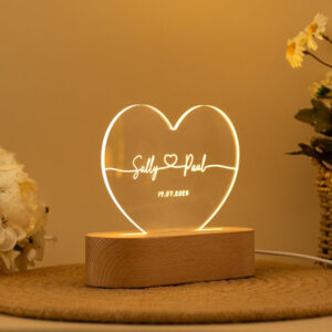 Personalized Heart Lamp – Romantic LED Light by Giftooria